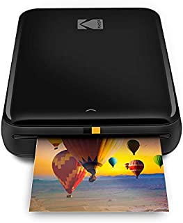 Zink Kodak Step Printer | ZINK Zero Ink Technology Wireless Mobile Photo Printer for Any Bluetooth or NFC Smart Device (Black) Sticker Edition, 2x3 (RODMP20KIT9B)