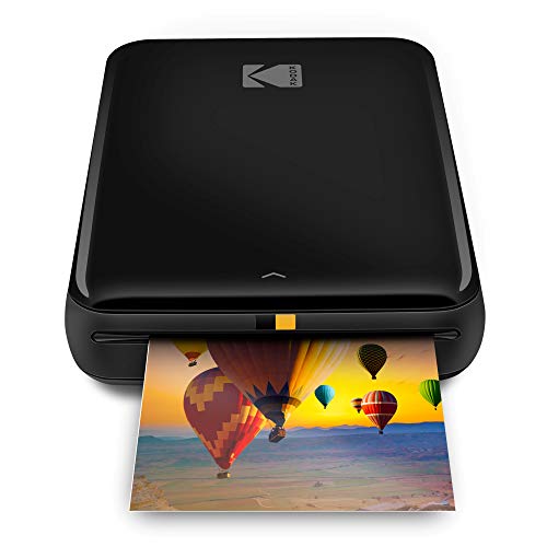 Zink Kodak Step Printer | ZINK Zero Ink Technology Wireless Mobile Photo Printer for Any Bluetooth or NFC Smart Device (Black) Sticker Edition, 2x3 (RODMP20KIT9B)