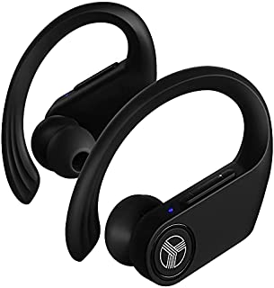 TREBLAB X3-Pro - Wireless Earbuds with Earhooks - 45H Playtime, aptX, IPX7 Waterproof Earphones for Running & Workout - Sport Bluetooth Headphones with Charging case - Built-in Microphone - Black