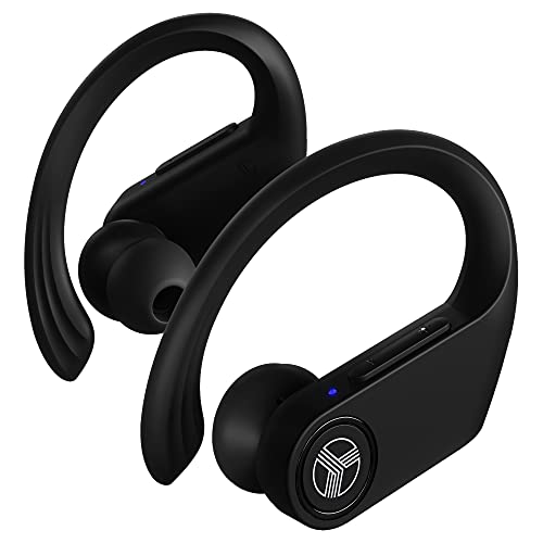 TREBLAB X3-Pro - Wireless Earbuds with Earhooks - 45H Playtime, aptX, IPX7 Waterproof Earphones for Running & Workout - Sport Bluetooth Headphones with Charging case - Built-in Microphone - Black