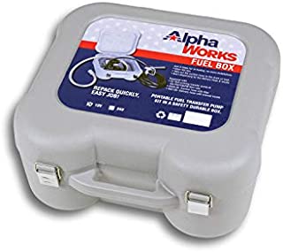 AlphaWorks Diesel Fuel Box Transfer Pump Kit Portable 10GPM/40LPM Elite Heavy Duty Electric Self-Priming DC 12V Includes Alligator Clamps, Aluminum Manual Nozzle, Delivery & Suction Hose w/Filter