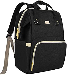 Diaper Bag Backpack Black for Baby Girls and Boys, Maydolly Multi-Function Waterproof Travel Diaper Bags with Baby Care Bottle Warmer Wide Side Pocket for Dad and Mom, Matte Black