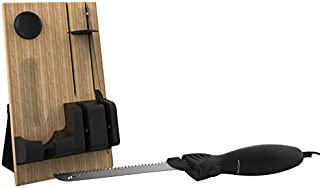 Electric Carving Knife Set with 2 Stainless Steel Blades, Comfort Grip Handle and Wood Storage Block For Slicing Bread, Meat, Etc By Classic Cuisine