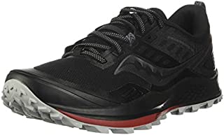 Saucony Men's Peregrine 10 Trail Running Shoe, Black/Red, 10.5 W US