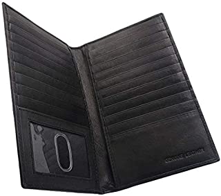 AG Wallets Genuine Leather Mens Long ID 19 Credit Card Security Wallet Black (RFID_Black)