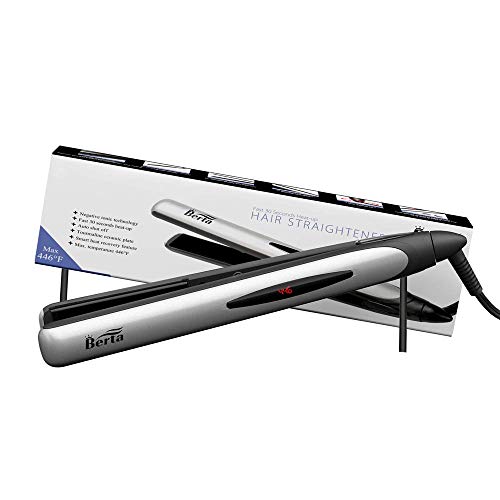 Flat Iron Professional Hair Straightener 1 Inch Ceramic Tourmaline Plates 2 in 1 Straightener and Curling iron Instant Heat Up With Adjustable Temperature LCD Display & Auto Shut Off