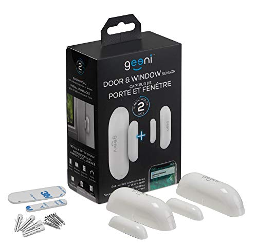 Geeni Wi-Fi Door Sensor, Smart Door and Window Sensors, White, 2-Pack  No Hub Required  Wireless Design, Instant Alerts, Requires 2.4 GHz Wi-Fi