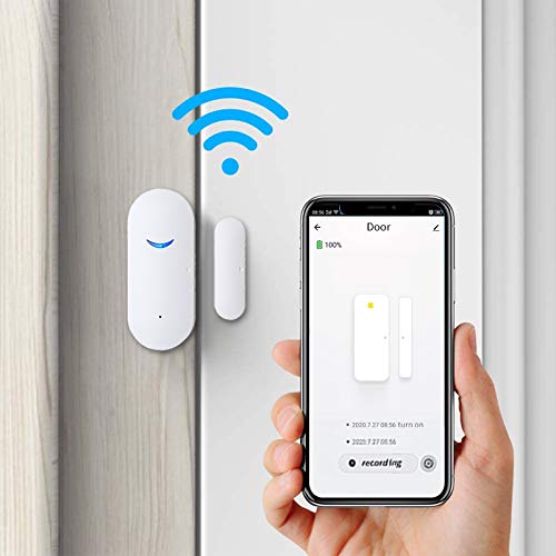 4 Pack WiFi Door Sensor Detector, Smart Wireless Window Sensor Real-time Alarm Compatible with Alexa Google Assistant, Home Security Door Open Contact Sensor for Bussiness Burglar Alert