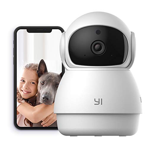 YI Indoor Wireless WiFi Security IP Camera Dome Guard, Smart Nanny Pet Dog Cat Cam with Night Vision, 2-Way Audio, Motion Detection, 360-degree, Phone App, Compatible with Alexa and Google