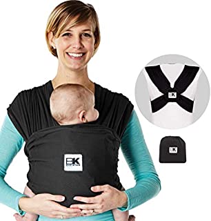 Baby K'tan Breeze Baby Wrap Carrier, Infant and Child Sling - Simple Pre-Wrapped Holder for Babywearing - No Tying or Rings - Carry Newborn up to 35 lbs, Black, Medium (W Dress 10-14 / M Jacket 39-42)