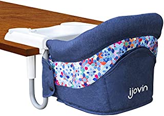 Hook On High Chair, Clip on Table High Chair with Dining Tray for Babies and Toddlers, Folding Flat Storage Feeding Seat with Convenient Carry Bag (Denim Blue)