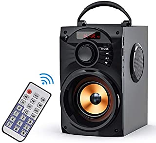 EIFER Portable Bluetooth Speakers Subwoofer Heavy Bass Bluetooth Speaker Wireless Rechargeable Speaker Line in Speakers Remote Control FM Radio TF Card for Home Party Phone PC (Black)