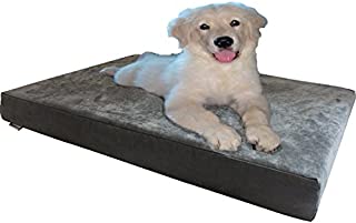 Dogbed4less Orthopedic Gel Cooling Memory Foam Dog Bed with Waterproof Liner and External Durable Suede Cover for Small to Medium Pet 35X20X4 Inches