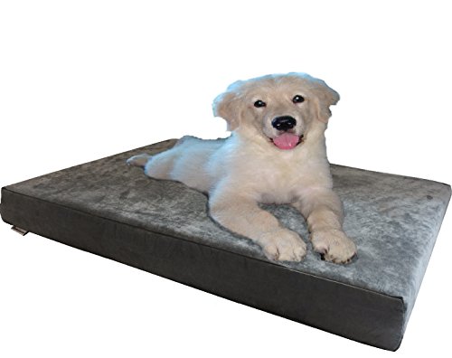 Dogbed4less Orthopedic Gel Cooling Memory Foam Dog Bed with Waterproof Liner and External Durable Suede Cover for Small to Medium Pet 35X20X4 Inches