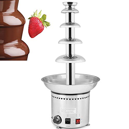 VEVOR 68CM/27.6 Inch Commercial Chocolate Fountain Machine for Weddings Parties Restaurants,32-230, 5 Tiers, Silver