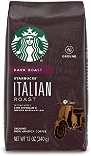 Starbucks Dark Roast Ground Coffee  Italian Roast  100 Arabica  bag oz., Chocolate and Marshmallow, 12 Ounce