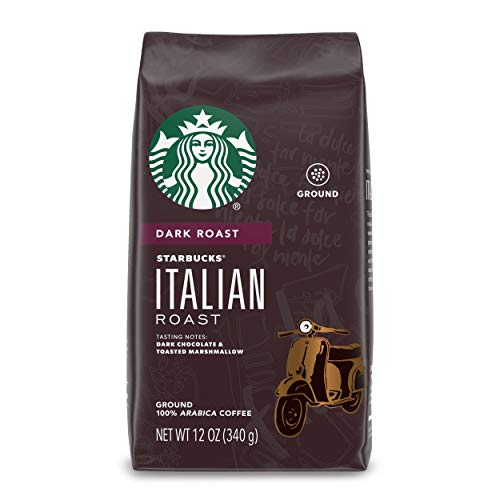 Starbucks Dark Roast Ground Coffee  Italian Roast  100 Arabica  bag oz., Chocolate and Marshmallow, 12 Ounce