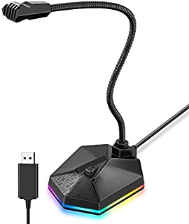 USB Computer Microphone, Blade Hawks RGB Gaming Microphone, Omnidirectional Condenser Noise-Cancelling, Plug &Play Desktop PC Laptop Mic, for Windows/Mac for YouTube/Skype/Recording