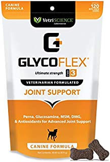 VETRISCIENCE Laboratories - Glycoflex 3 Hip & Joint Support for Dogs, with Glucosamine, DMG, MSM & Green Lipped Mussel. 120 Bite Sized Chews