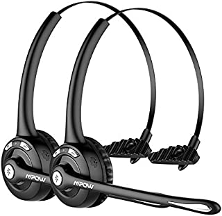 Mpow Pro (2-Pack) Truck Driver Bluetooth Headset/Office Headset, Wireless Over the Head Earpiece w/Mic, On-Ear Headset for Call Center, Skype, VoIP