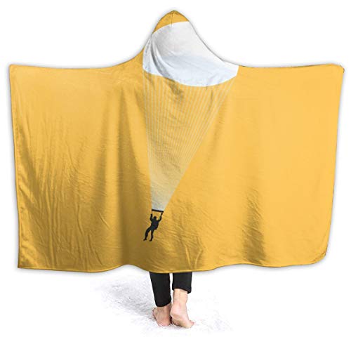 Warm Hoodie Blanket Parachutes Hooded Throw Wrap Cape Cloak Bathrobe Adults Windproof Couch Bed Shawl Flannel with Sleeves