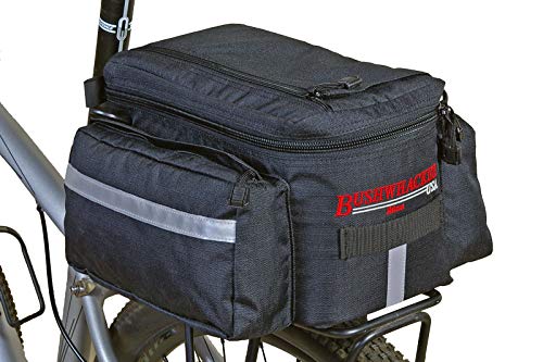 Bushwhacker Mesa Trunk Bag Black - w/Rear Light Clip Attachment & Reflective Trim - Bicycle Trunk Bag Cycling Rack Pack Bike Rear Bag Frame Accessories Behind Seat