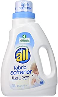 all Liquid Fabric Softener, Free Clear for Sensitive Skin, 48 Fluid Ounces, 60 Loads