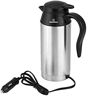 Keenso 12V 750ML Car Kettle Electric Water Kettle, Portable Stainless Steel Car Heating Drinking Cup Travel Kettle Thermoses for Heating Water Coffee Milk Tea