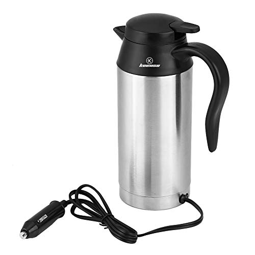 Keenso 12V 750ML Car Kettle Electric Water Kettle, Portable Stainless Steel Car Heating Drinking Cup Travel Kettle Thermoses for Heating Water Coffee Milk Tea