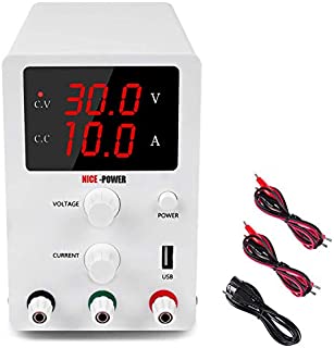 DC Power Supply Variable 3 Digital LED Display Adjustable Regulated Switching Power Supply Digital with Leads Power Cord (30V 10A)