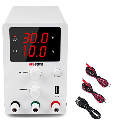 DC Power Supply Variable 3 Digital LED Display Adjustable Regulated Switching Power Supply Digital with Leads Power Cord (30V 10A)