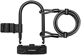 Titanker U Lock Bike Lock, Heavy Duty Combination Bike U Shackle Secure Locks Bike Locks Anti Theft (16mm U Lock + Steel Cable + Mount Bracket)