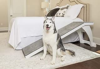 PetSafe CozyUp Bed Ramp - Durable Wooden Frame Supports up to 120 lb - Furniture Grade Wood Pet Ramp with White Finish - High-Traction Carpet Surface - Great for Older Dogs and Cats