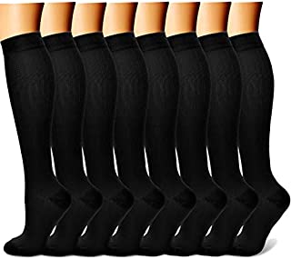 CHARMKING Compression Socks for Women & Men Circulation 15-20 mmHg is Best Graduated Athletic for Running, Flight Travel, Support, Pregnant, Cycling - Boost Performance, Durability (L/XL, Black)