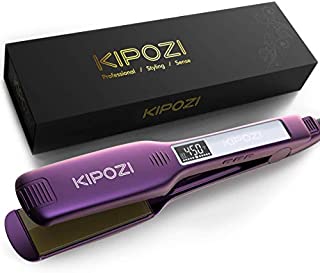 KIPOZI Professional Hair Straightener, 1.75 Inch Titanium Flat Iron for Hair, Dual Voltage Flat Iron with Adjustable Temperature & Digital Display, Purple