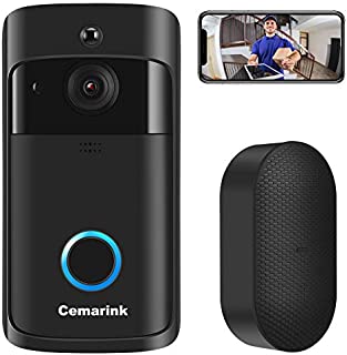 Video Doorbell Camera with Chime, Wireless Camera Doorbell with Free Cloud Storage, PIR Motion Detection, 2-Way Audio, 166°Wide Angle, Night Vision, IP65 Weatherproof for Home Security