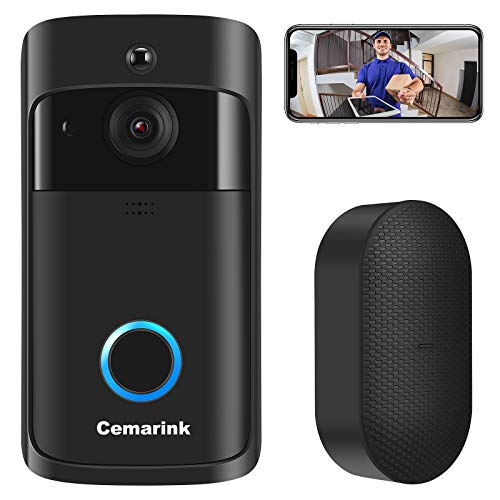 Video Doorbell Camera with Chime, Wireless Camera Doorbell with Free Cloud Storage, PIR Motion Detection, 2-Way Audio, 166°Wide Angle, Night Vision, IP65 Weatherproof for Home Security