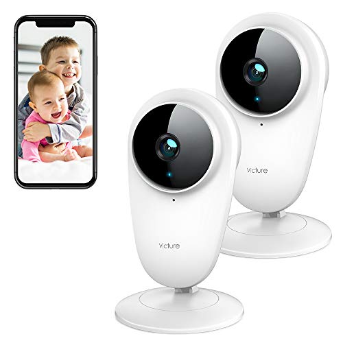 Victure 2pcs 1080P Video Baby Monitor WiFi Camera Home Camera Indoor Pet Security Camera with Night Vision 2-Way Audio Motion Detection for Home/Office/Baby/Nanny/Pet