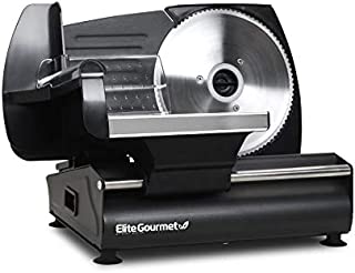 Elite Gourmet Ultimate Precision Electric Deli Food Meat Slicer Removable Stainless Steel Blade, Adjustable Thickness, Ideal for Cold Cuts, Hard Cheese, Vegetables & Bread, 7.5, Black