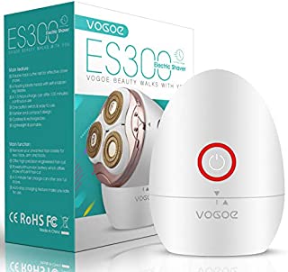 VOGOE Electric Shaver for Women 3D Floating Blade Rotary Razor Hair Remover for Face, Legs and Underarms Rechargeable Portable and Safe Wet and Dry Use ES300