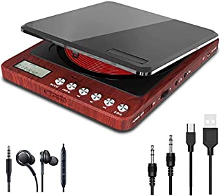 Portable CD Player with Headphones, Monodeal CW605 Compact Design CD Player with LCD Disply, Anti-Skip Personal CD Player for Car, Rechargeable CD Player for Music Audiobook Listening