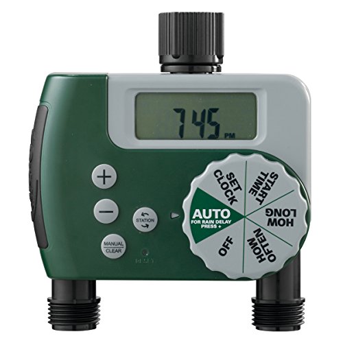 Orbit 58910 Programmable Hose Faucet Timer, 2 Outlet, Green