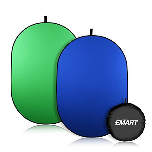 Emart 5 x 6.5ft Portable Green Screen Chromakey Collapsible Background, Pop up Greenscreen 2-in-1 Blue Screen Backdrop for Zoom Virtual Background, Video Photography (Chroma-Key Blue/Green Foldable)