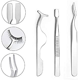 AUCH False Eyelashes Applicator Kit Fake Eyelash Placement Tools 3Pcs, Silver