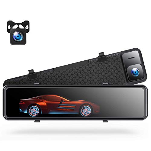 TOGUARD 4K Mirror Dash Cam Backup Camera for Cars Voice Control GPS Tracking, 12