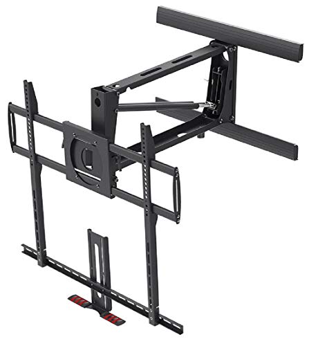 Monoprice Above Fireplace Pull-Down Full-Motion Articulating TV Wall Mount Bracket For TVs 55in to 100in, Max Weight 154lbs, VESA Patterns Up to 800x600, Rotating, Height Adjustable Black