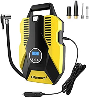 Glamore Portable Air Compressor for Car Tires, Digital Tire Inflator, 12V DC Air Compressor Tire Inflators, Air Tire Pump, 150 PSI with Emergency LED Flashlight for Cars, Motorcycles, Bikes, Ballons