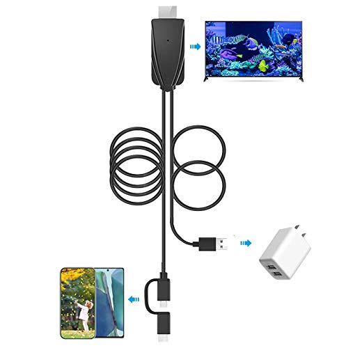 2-in-1 USB Type C/Micro USB MHL to HDMI Cable Adapter 1080P HD HDTV Mirroring &Charging Cable 6ft Converter for Android Smartphones Digital AV Video Mirroring Phone to TV/Projector/Monitor