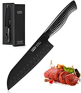 Little Cook 7 Inch Santoku knife, pro Kitchen Knife, High Carbon German Steel chef knife with ergonomic Handle, Gift box included