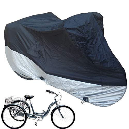 Premium Adult Tricycle Cover Heavy Duty Fabric Fits Schwinn, Westport and Meridian- Protect Your Bike from Rain, Dust, Debris, and Sun when Storing Outdoors or Indoors - in Black HW400 